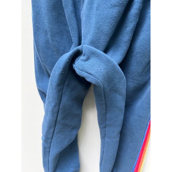Aviator Nation Blue Joggers sweatpants with velvet colored stripes M - Picture 6 of 11